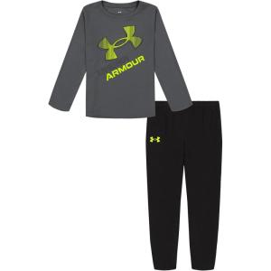 imageUnder Armour boys Long Sleeve Shirt and Jogger Set Durable Stretch and LightweightPitch GrayYellow