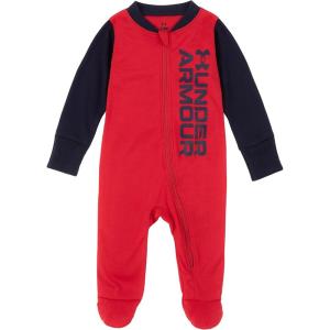 imageUnder Armour Baby Boys Coverall Footie Zipup Closure Logo ampamp Printed DesignsRed Tone Wordmark