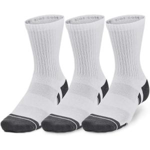 imageUnder Armour Unisex Adult Performance Cotton Mid Socks 3 Pairs100 White  White  Pitch Gray