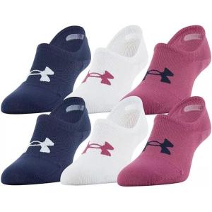 imageUnder Armour Womens 6 Pack Essential Breathe Lite Ultra Low Socks Medium  Magenta QuartzAssorted