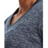 imageUnder Armour Womens Tech VNeck Twist ShortSleeve TShirt045 Downpour Gray  Harbor Blue  Metallic Silver