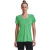 imageUnder Armour Womens Tech VNeck Twist ShortSleeve TShirt328 Extreme Green  Phosphor Green  Metallic Silver