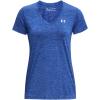 imageUnder Armour Womens Tech VNeck Twist ShortSleeve TShirt401 Team Royal  Water  Metallic Silver