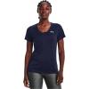 imageUnder Armour Womens Tech VNeck Twist ShortSleeve TShirt411 Midnight Navy  Cadet  Metallic Silver