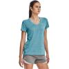 imageUnder Armour Womens Tech VNeck Twist ShortSleeve TShirt433 Glacier Blue  White  Metallic Silver