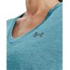 imageUnder Armour Womens Tech VNeck Twist ShortSleeve TShirt433 Glacier Blue  White  Metallic Silver