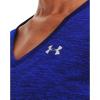 imageUnder Armour Womens Tech VNeck Twist ShortSleeve TShirt456 Bauhaus Blue  Versa Blue  Metallic Silver