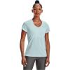 imageUnder Armour Womens Tech VNeck Twist ShortSleeve TShirt469 Fuse Teal  White  Metallic Silver