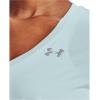 imageUnder Armour Womens Tech VNeck Twist ShortSleeve TShirt469 Fuse Teal  White  Metallic Silver