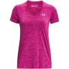 imageUnder Armour Womens Tech VNeck Twist ShortSleeve TShirt573 Mystic Magenta  Rebel Pink  Metallic Silver