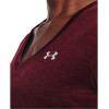 imageUnder Armour Womens Tech VNeck Twist ShortSleeve TShirt601 Dark Maroon  Cordova Red  Metallic Silver