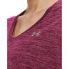 imageUnder Armour Womens Tech VNeck Twist ShortSleeve TShirt635 Charged Cherry  Rebel Pink  Metallic Silver