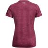 imageUnder Armour Womens Tech VNeck Twist ShortSleeve TShirt635 Charged Cherry  Rebel Pink  Metallic Silver