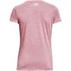 imageUnder Armour Womens Tech VNeck Twist ShortSleeve TShirt700 Pink Elixir  White  Metallic Silver