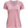 imageUnder Armour Womens Tech VNeck Twist ShortSleeve TShirt700 Pink Elixir  White  Metallic Silver