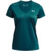 imageUnder Armour Womens Tech VNeck Twist ShortSleeve TShirt716 Tourmaline Teal   Metallic Silver