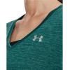imageUnder Armour Womens Tech VNeck Twist ShortSleeve TShirt722 Coastal Teal  Birdie Green  Metallic Silver