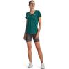 imageUnder Armour Womens Tech VNeck Twist ShortSleeve TShirt722 Coastal Teal  Birdie Green  Metallic Silver