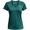 imageUnder Armour Womens Tech VNeck Twist ShortSleeve TShirt722 Coastal Teal  Birdie Green  Metallic Silver