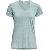 imageUnder Armour Womens Tech VNeck Twist ShortSleeve TShirt781 Opal Green  White  Metallic Silver