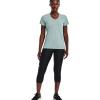 imageUnder Armour Womens Tech VNeck Twist ShortSleeve TShirt781 Opal Green  White  Metallic Silver