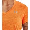 imageUnder Armour Womens Tech VNeck Twist ShortSleeve TShirt799 Starfruit  Orange Blast  Metallic Silver