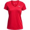 imageUnder Armour Womens Tech VNeck Twist ShortSleeve TShirt890 Radio Red   Metallic Silver