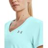 imageUnder Armour Womens Tech VNeck Twist ShortSleeve TShirtBreeze 441Metallic Silver