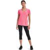 imageUnder Armour Womens Tech VNeck Twist ShortSleeve TShirtCerise 655Metallic Silver