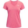imageUnder Armour Womens Tech VNeck Twist ShortSleeve TShirtCerise 655Metallic Silver