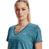imageUnder Armour Womens Tech VNeck Twist ShortSleeve TShirtCrest Blue 446Metallic Silver