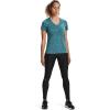 imageUnder Armour Womens Tech VNeck Twist ShortSleeve TShirtDark Cyan 463Metallic Silver
