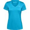 imageUnder Armour Womens Tech VNeck Twist ShortSleeve TShirtEquator Blue 417Metallic Silver
