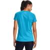 imageUnder Armour Womens Tech VNeck Twist ShortSleeve TShirtEquator Blue 417Metallic Silver