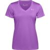 imageUnder Armour Womens Tech VNeck Twist ShortSleeve TShirtExotic Bloom 568Metallic Silver