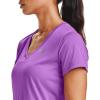 imageUnder Armour Womens Tech VNeck Twist ShortSleeve TShirtExotic Bloom 568Metallic Silver
