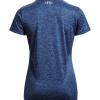 imageUnder Armour Womens Tech VNeck Twist ShortSleeve TShirtIndigo 405Metallic Silver
