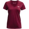 imageUnder Armour Womens Tech VNeck Twist ShortSleeve TShirtLeague Red 626Metallic Silver