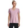 imageUnder Armour Womens Tech VNeck Twist ShortSleeve TShirtMauve Pink 699Metallic Silver