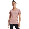 imageUnder Armour Womens Tech VNeck Twist ShortSleeve TShirtMicro Pink 685Metallic Silver