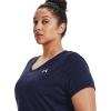 imageUnder Armour Womens Tech VNeck Twist ShortSleeve TShirtMidnight Navy 411Metallic Silver