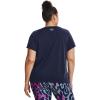imageUnder Armour Womens Tech VNeck Twist ShortSleeve TShirtMidnight Navy 411Metallic Silver