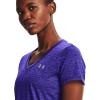 imageUnder Armour Womens Tech VNeck Twist ShortSleeve TShirtUltra Indigo 409Metallic Silver