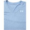 imageUnder Armour Womens Tech VNeck Twist ShortSleeve TShirtWashed Blue 421Metallic Silver