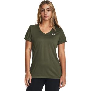imageUnder Armour Womens Tech VNeck Twist ShortSleeve TShirt390 Marine Od Green   Metallic Silver