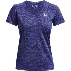 imageUnder Armour Womens Tech VNeck Twist ShortSleeve TShirt471 Sonar Blue  Baja Blue  Metallic Silver