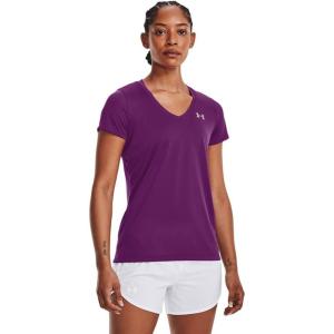 imageUnder Armour Womens Tech VNeck Twist ShortSleeve TShirt514 Rivalry   Metallic Silver