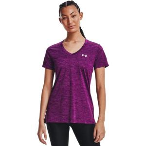 imageUnder Armour Womens Tech VNeck Twist ShortSleeve TShirt514 Rivalry  Strobe  Metallic Silver