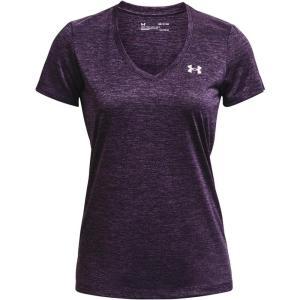 imageUnder Armour Womens Tech VNeck Twist ShortSleeve TShirt544 Tux Purple  Retro Purple  Metallic Silver