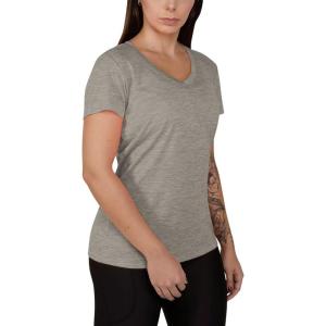 imageUnder Armour Womens Tech VNeck Twist ShortSleeve TShirt558 Tin  Ghost Gray  Metallic Silver